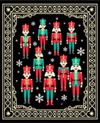 Joyful Red Turquoise Nutcracker Figures Rug