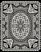 Monochromatic Ornate Floral Medallion Rug