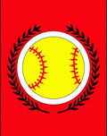 Bold Yellow Softball Red Wreath Rug
