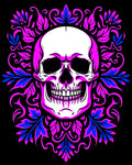 Gothic Skull Pink Blue Floral Frame Rug