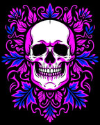 Gothic Skull Pink Blue Floral Frame Rug