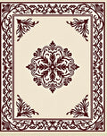 Crimson Medallion Bordered Cream Rug