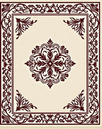 Crimson Medallion Bordered Cream Rug