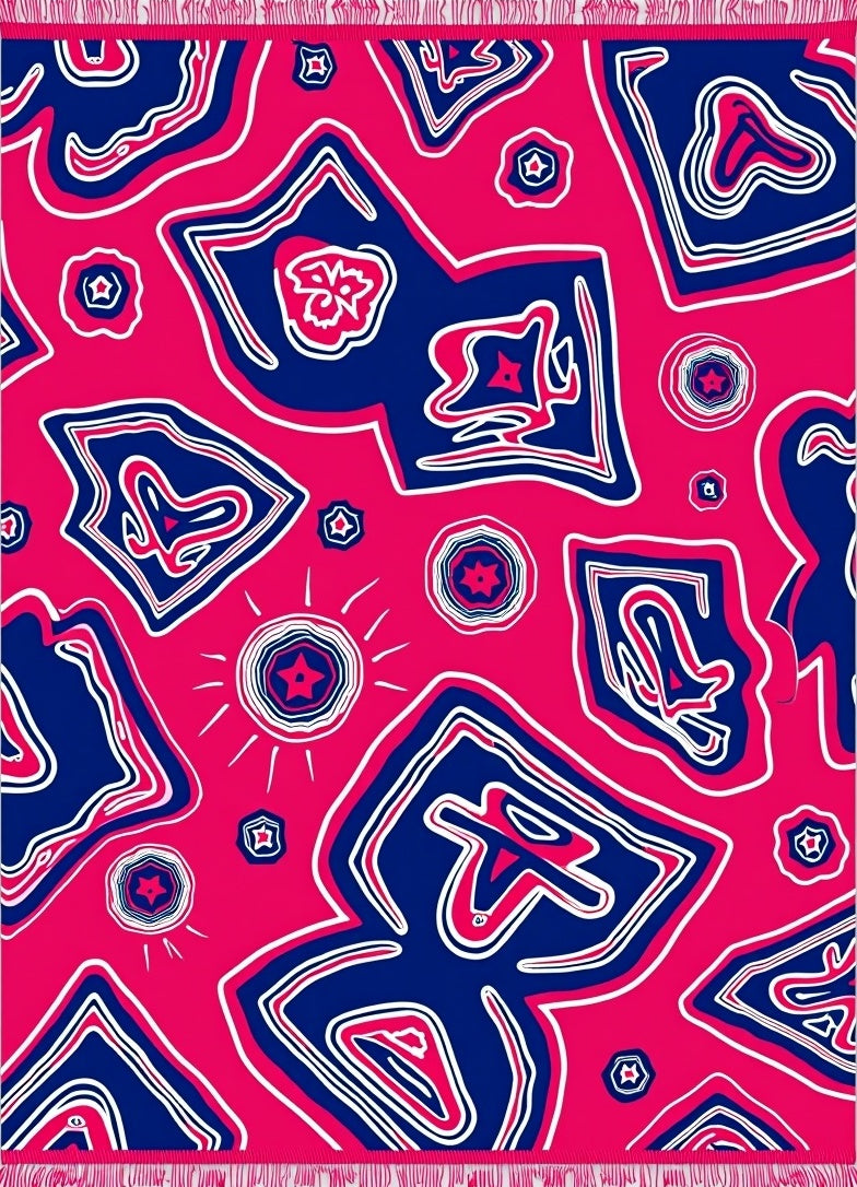 Bold Pink Blue Abstract Organic Rug