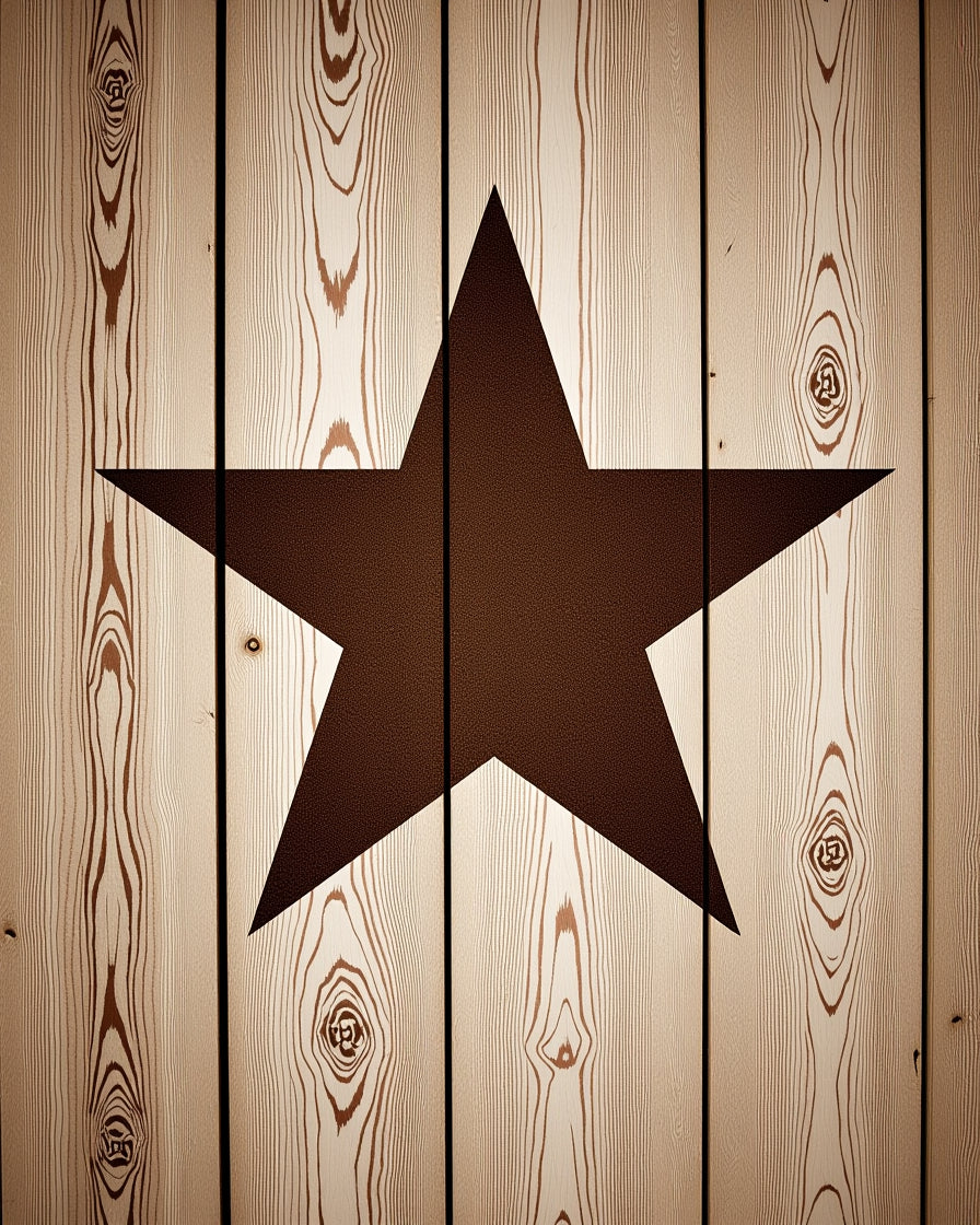 Rustic Brown Star Wood Grain Rug