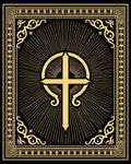 Ornate Gold Cross Radiant Border Rug