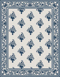 Navy Indigo Ornate Scrollwork Border Rug
