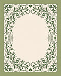 Green Vine Scrollwork Border Rug