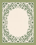 Green Vine Scrollwork Border Rug