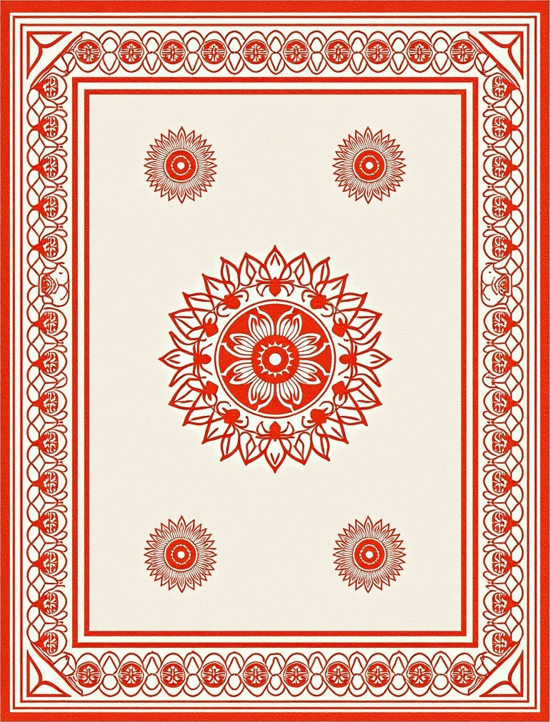 Classic Red Allover Floral Medallion Rug