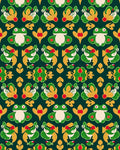 Green Frogs Yellow Foliage Medallion Rug