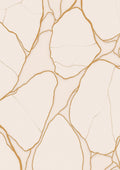 Cream And Gold Veined Abstract Rug