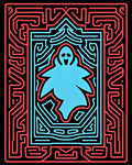 Neon Blue Ghost Maze Art Rug