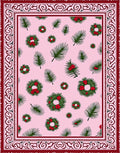 Pink Fern Wreath Christmas Rug