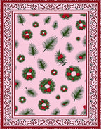 Pink Fern Wreath Christmas Rug
