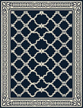 Navy White Trellis Border Rug