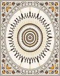 Ornate Golden Sunburst Medallion Rug