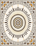 Ornate Golden Sunburst Medallion Rug