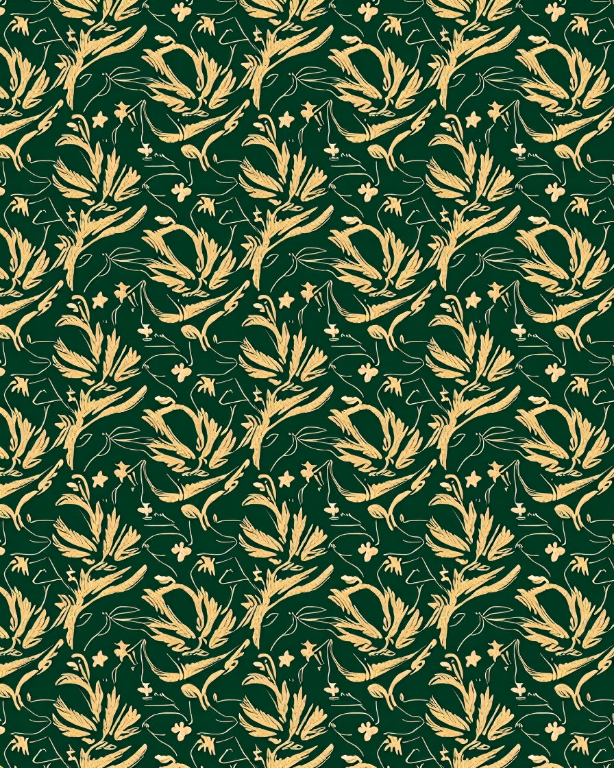 Golden Outline Floral Emerald Rug