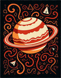 Crimson Planet Swirls Cosmic Rug