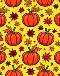 Orange Pumpkin Autumn Leaf Collage Rug