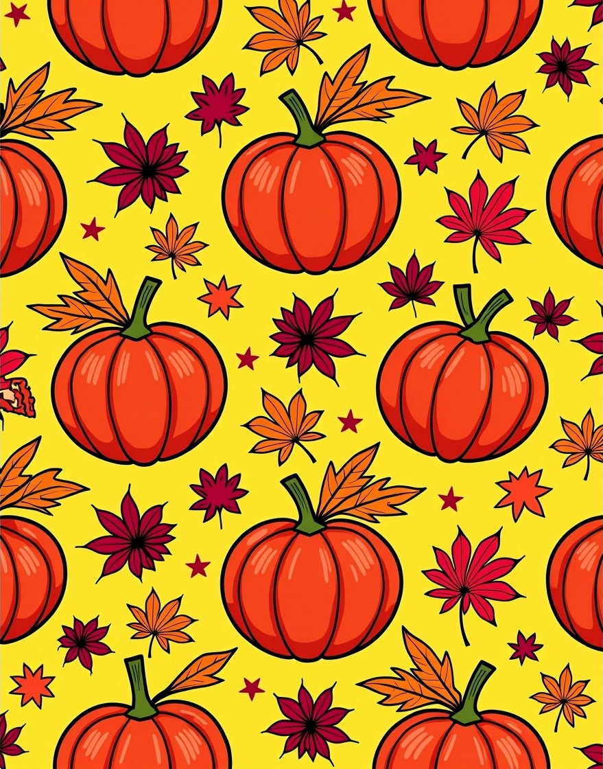 Orange Pumpkin Autumn Leaf Collage Rug
