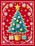 Christmas Tree Snowflake Gift Border Rug