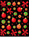Red Festive Christmas Ornaments and Bows Rug