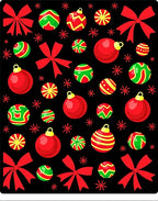 Red Festive Christmas Ornaments and Bows Rug