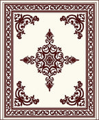 Dark Red Traditional Filigree Medallion Rug