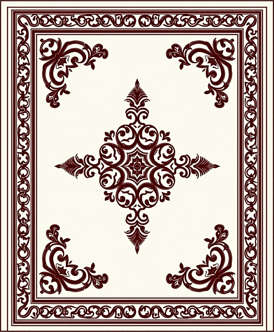 Dark Red Traditional Filigree Medallion Rug