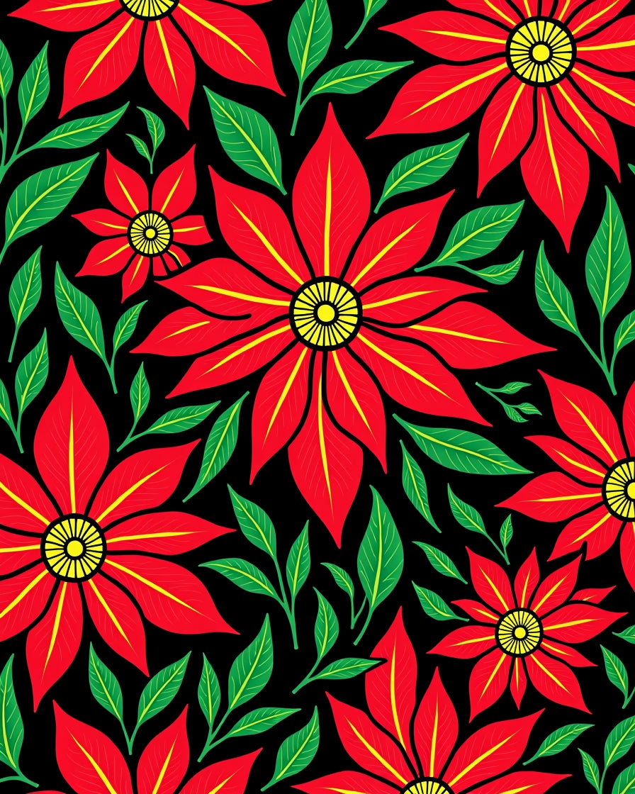 Bold Red Flower Garden Rug