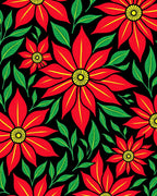 Bold Red Flower Garden Rug