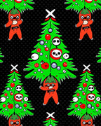Whimsical Festive Christmas Tree Characters Rug