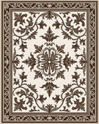 Ornate Brown Floral Medallion Square Rug