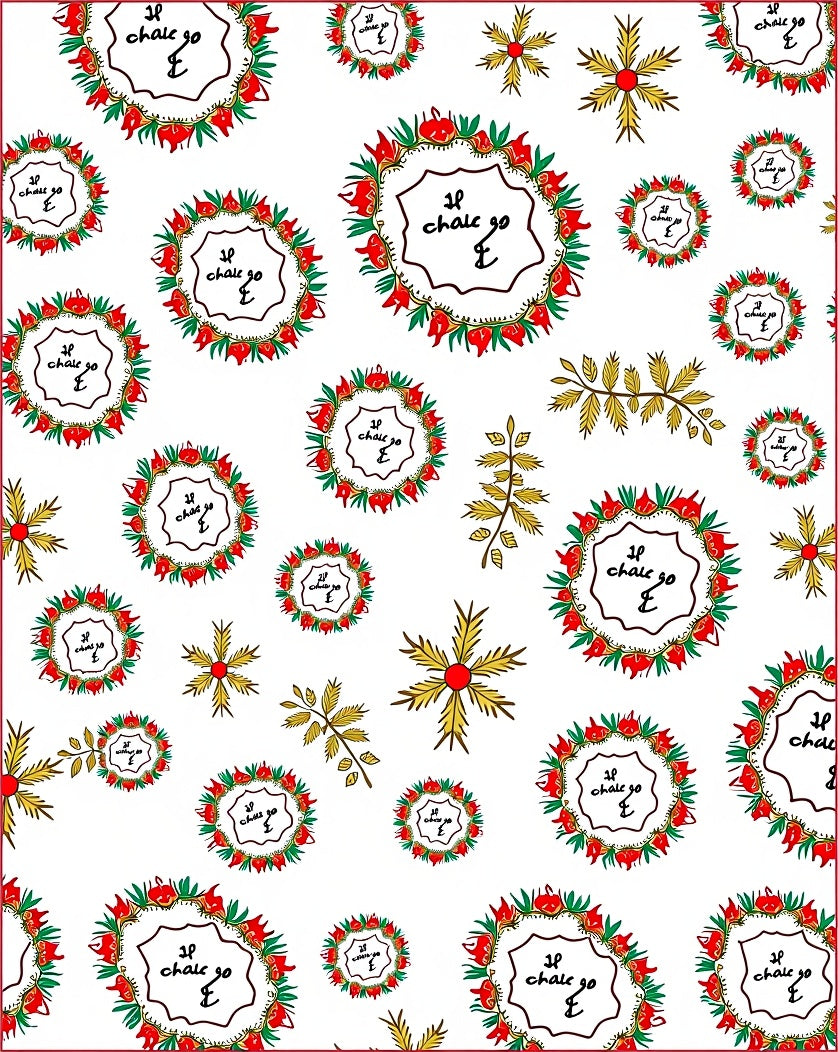 Festive Red Floral Wreath Scatter Rug