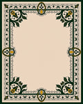 Dark Green Golden Floral Border Rug