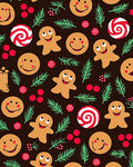 Happy Gingerbread Man Peppermint Berry sprigs Rug