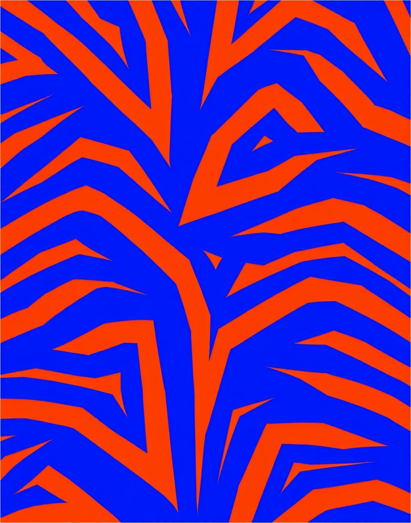 Bold Blue Orange Jagged Stripes Rug