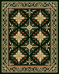 Ornate Gold Floral Red Accent Rug