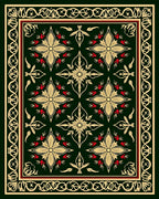Ornate Gold Floral Red Accent Rug