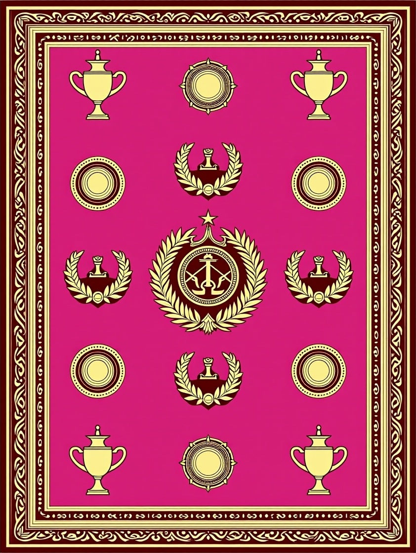 Crimson Laurel Award Trophy Medallion Rug