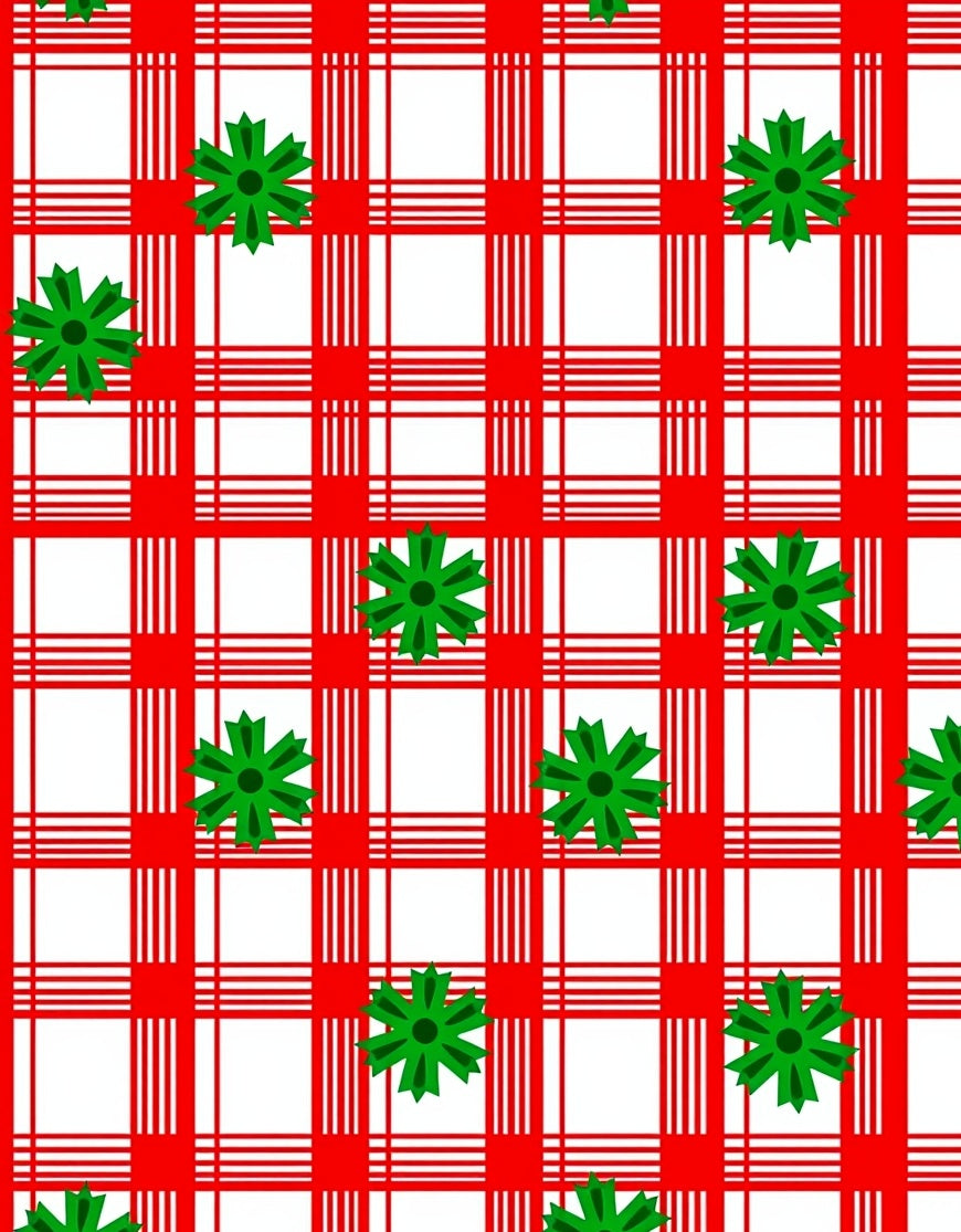 Red White Gingham Green Starburst Rug
