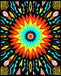 Vibrant Fireburst Abstract Mandala Rug
