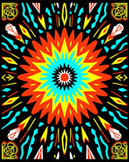 Vibrant Fireburst Abstract Mandala Rug