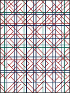 Crimson and Teal Geometric Grid Arrangement Rug