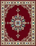 Crimson Colonial Sunburst Medallion Rug