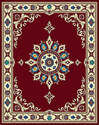 Crimson Colonial Sunburst Medallion Rug