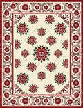 Crimson Rose Floral Cream Border Rug