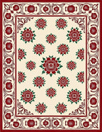 Crimson Rose Floral Cream Border Rug